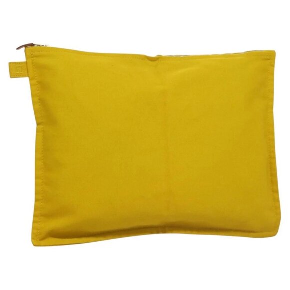 HERMES Bora Bora Pouch GM Canvas Yellow Silver Auth bs26874 - Picture 1 of 15